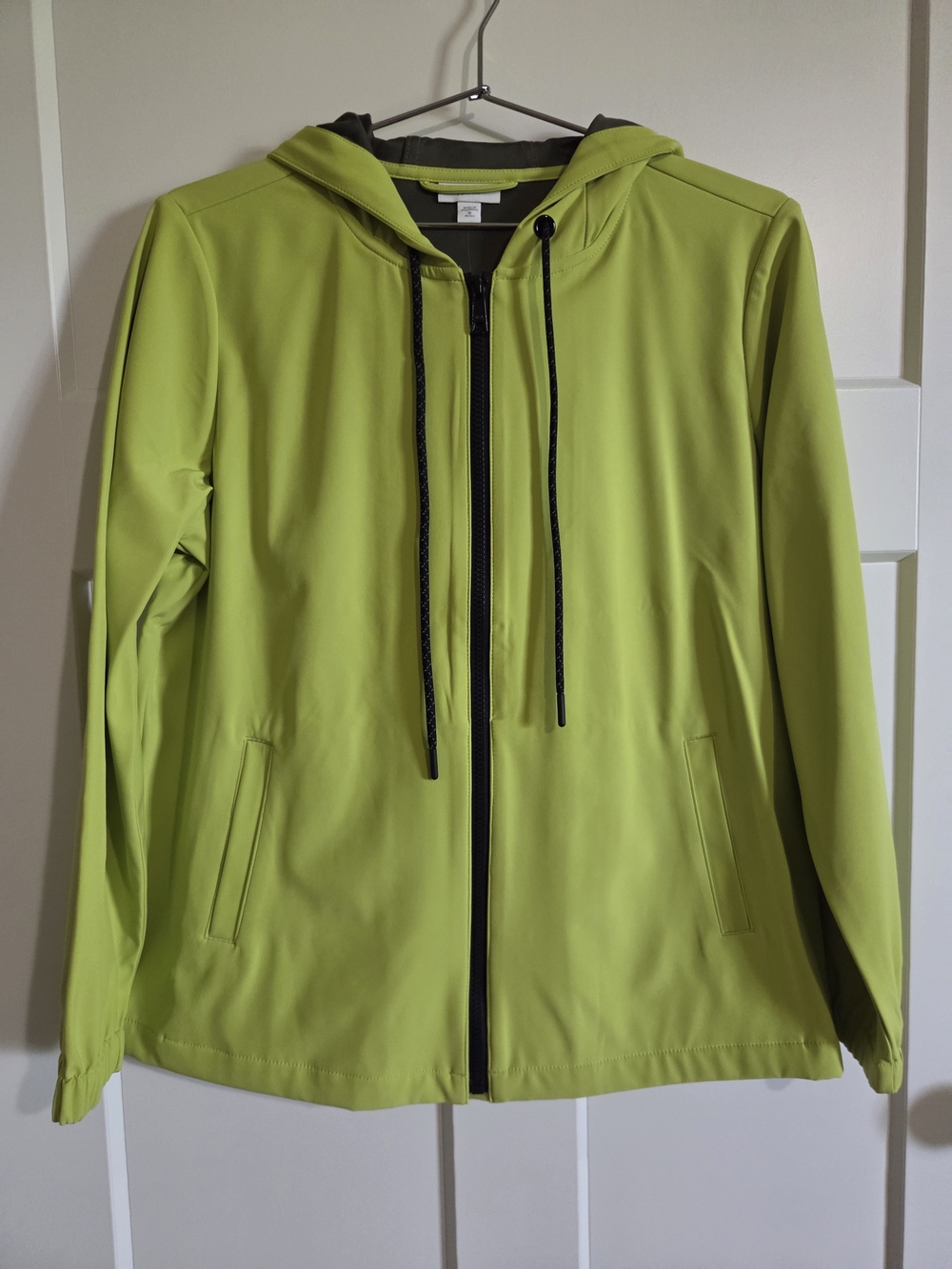 J. Jill Lime Green Hooded Zip Utility Jacket